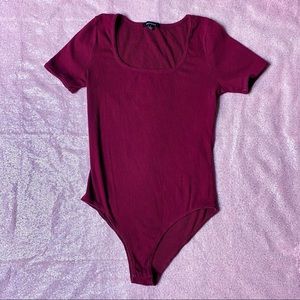 ♡ Ribbed Maroon Body-Suit by ‘Ambiance’ ♡